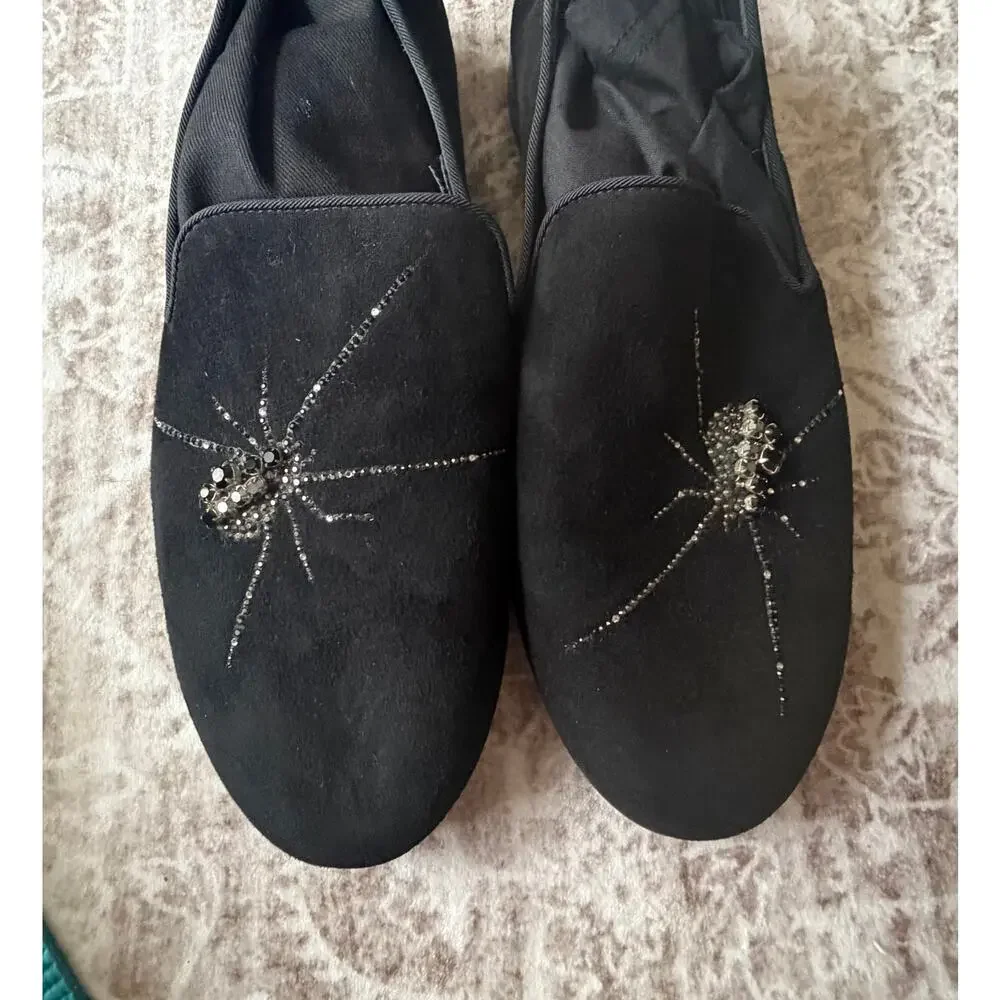 $1,295 NEW Giuseppe Zanotti Black Velvet Crystal Spider Smoking Loafers 7(40)
